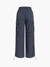 Drawstring Pockets Parachute Pants